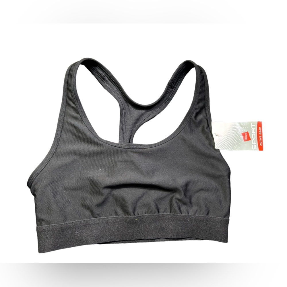 HANES SPORT ACTIVE womens black unlined unpadded racerback sportsbra size M NWT